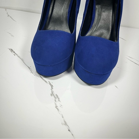 CHARLOTTE RUSSE Blue Platform Pump Women’s Microfiber Heels Size 8 - Picture 13 of 14